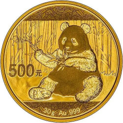 Gold CHINA PANDA 30 GR 2017 BU 500 YUAN NGC MS70 FDI