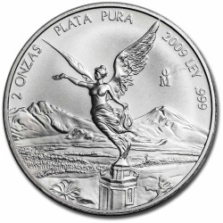 Mexico 2 oz SILVER LIBERTAD 2009 bu