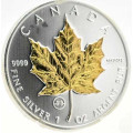1 oz silver MAPLE LEAF 2009 TOWER BRIDGE PRIVY GILDED $5 bu in capsule