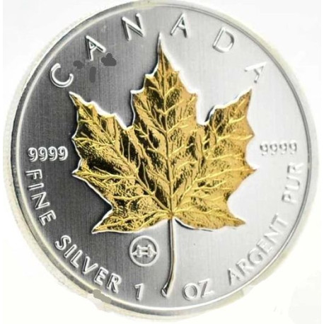 1 oz silver MAPLE LEAF 2009 TOWER BRIDGE PRIVY GILDED $5 bu in capsule