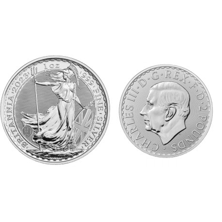UK 1 oz silver BRITANNIA 2023 £2 BU CORONATION King Charles 