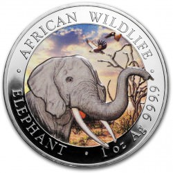 1 oz silver ELEPHANT 2018 colored