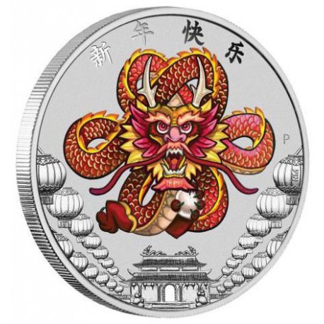 Chinese New Year 2018 1oz Silver Coin - 2de draak van de serie