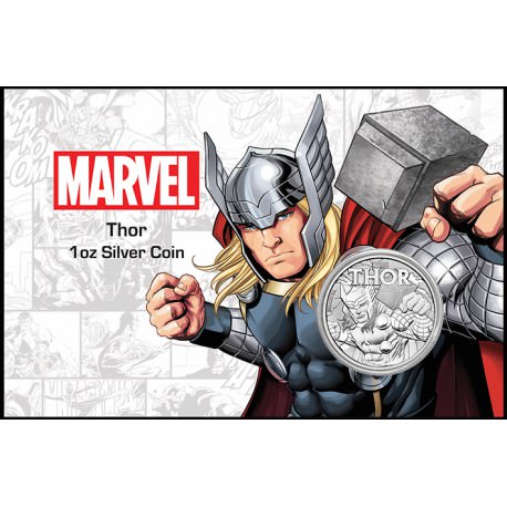 Perth Mint 1 oz silver 2018 MARVEL THOR $1 in card